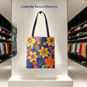 Colorful Retro Flowers-Dopamine Style Tote Bag