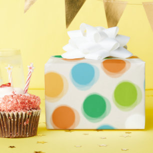 Colorful Retro Fuzzy Polka Dots Wrapping Paper