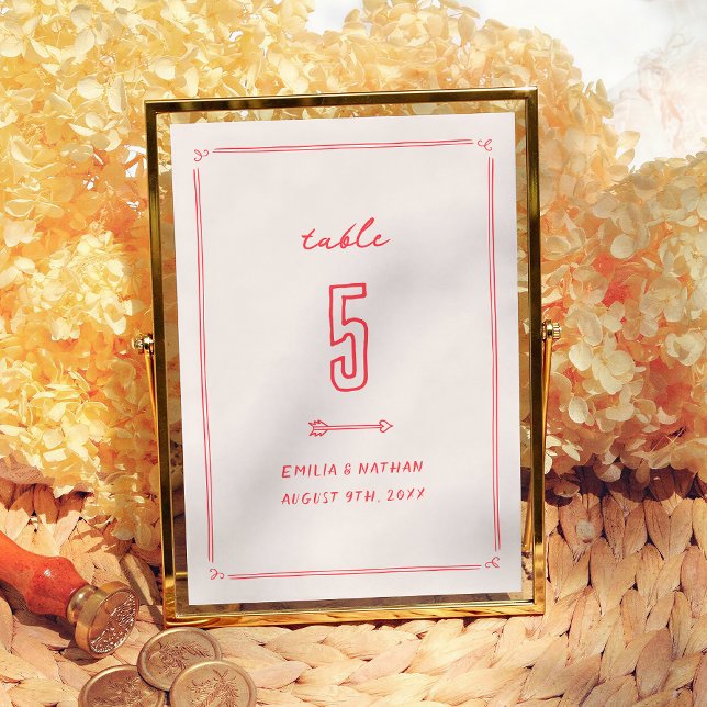 Colorful Retro Hand Drawn Modern Wedding Table Number (Creator Uploaded)