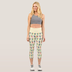Colorful Retro Kite Pattern Capri Leggings