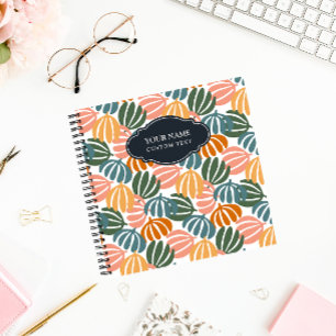 COLORFUL RETRO LEAVES GROOVY BOTANICAL NOTEBOOK
