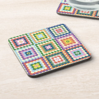 Colorful Retro Mid-Century Mid-Mod Crochet Blossom Coaster