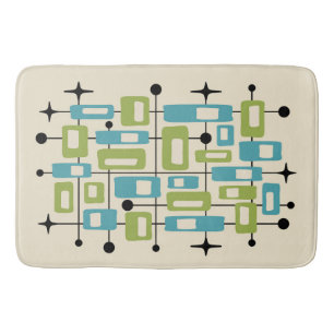 Colorful Retro Mid Century Modern Atomic Abstract Bath Mat