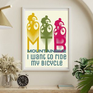 Colorful retro Mountainbike MTB Mountainbiker  Poster