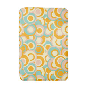Colorful retro pattern in pastel shades of orange bath mat