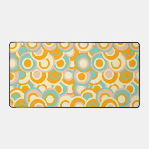 Colorful retro pattern in pastel shades of orange desk mat