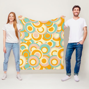 Colorful retro pattern in pastel shades of orange fleece blanket