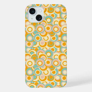 Colorful retro pattern in pastel shades of orange iPhone 15 plus case