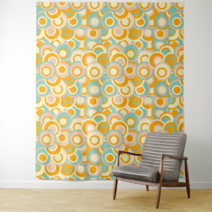 Colorful retro pattern in pastel shades of orange tapestry