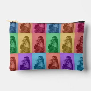 Colorful Retro Pop Art Modern Custom Photo Grid Accessory Pouch