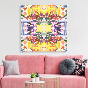 Colorful Retro Psychedelic Kaleidoscope Abstract Canvas Print