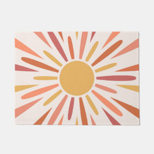 Colorful retro style sunshine design doormat