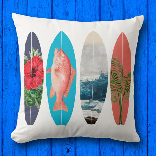 Colorful Retro Surfboards Cushion