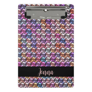 Colorful Rhinestone with custom name Mini Clipboard