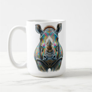 Colorful Rhino Portrait Vibrant Wildlife Coffee Mug