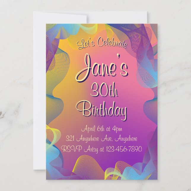Colorful Ribbons  Invitation (Front)
