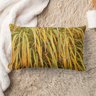 COLORFUL "RIBBONS" OF ORNAMENTAL GRASS LUMBAR CUSHION