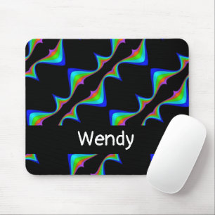 Colorful ribbons on black mouse pad