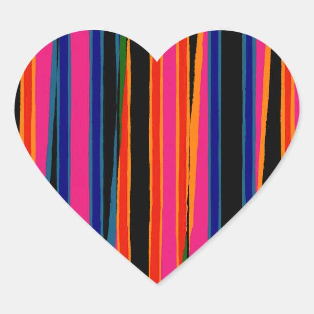 Colorful ripped paper pattern heart sticker (Front)