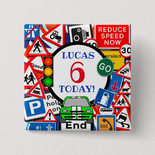 Colorful Road Sign Collage Custom Kid's Age 15 Cm Square Badge