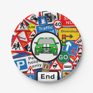 Colorful Road Signs, Birthday Party Paper Plate