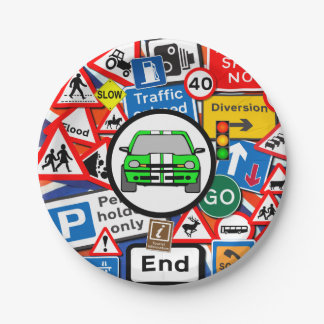 Colorful Road Signs, Birthday Party Paper Plate