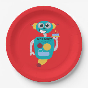Colorful Robot Boys Birthday  Paper Plate