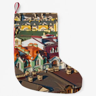 Colorful roofs in winter in Kiev, Ukrainevariegate Small Christmas Stocking