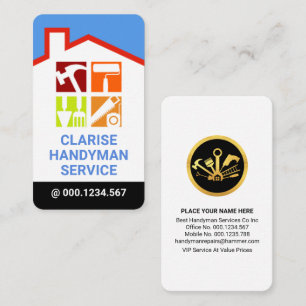 Colorful Rooftop Building Handyman Windows Business Card