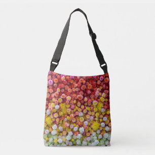 Colorful Roses and Chrysanthemums Floral Gradient Crossbody Bag