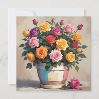 Colorful roses bouquet invitation