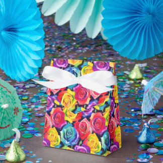 Colorful roses, watercolor floral print favour box