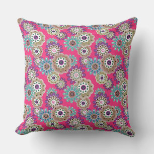 Colorful rustic floral pattern retro cushion