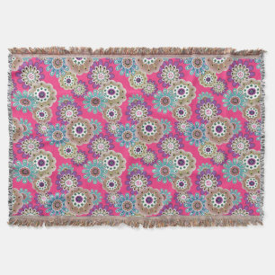 Colorful rustic floral pattern retro throw blanket