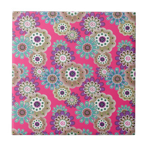 Colorful rustic floral pattern retro tile