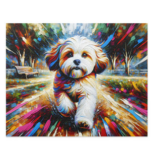 Colorful Sable and White Cavachon Acrylic Style Jigsaw Puzzle