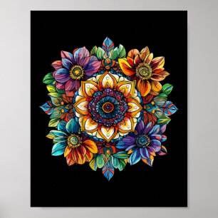 Colorful Sacred Geometry Flower Mandala Lotus  Poster