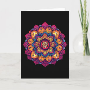 Colorful Sacred Geometry Mandala Lotus Yoga Card