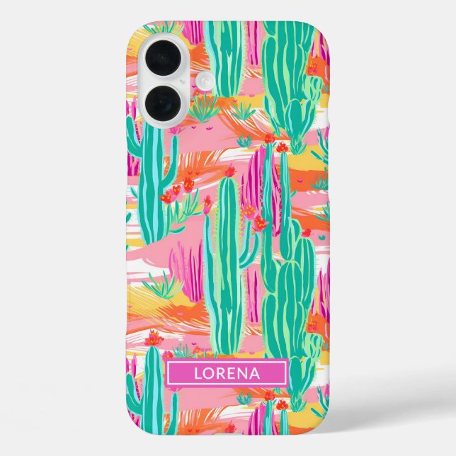 Colorful Saguaro Cacti Personalized Case-Mate iPhone Case (Back)