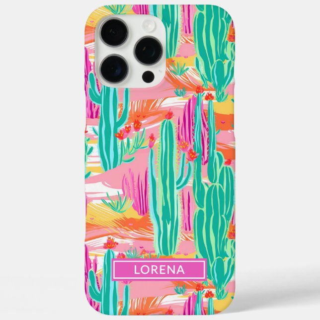 Colorful Saguaro Cacti Personalized Case-Mate iPhone Case (Back)