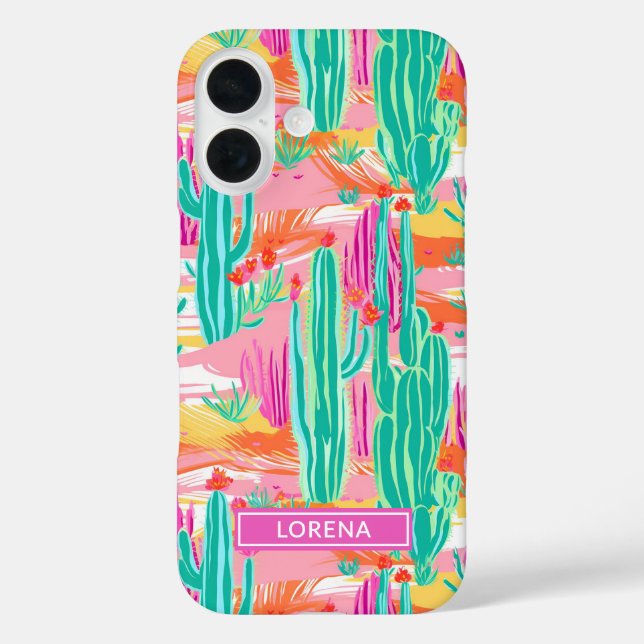 Colorful Saguaro Cacti Personalized Case-Mate iPhone Case (Back)