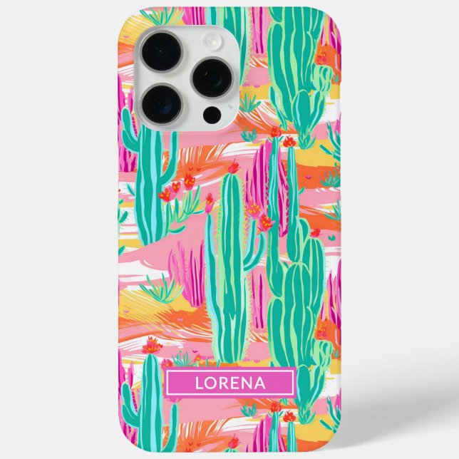 Colorful Saguaro Cacti Personalized Case-Mate iPhone Case (Back)