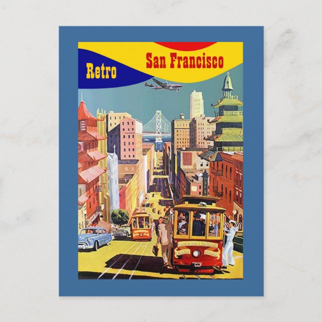 COLORFUL SAN FRANCISCO STYLIZED RETRO POSTCARD PC (Front)