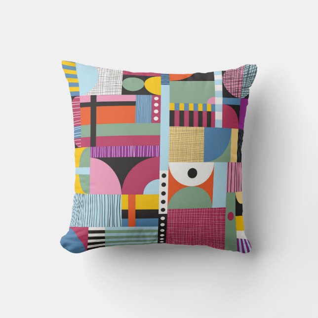 Colorful Scandinavian: Cheerful Pattern Mix. Cushion (Front)