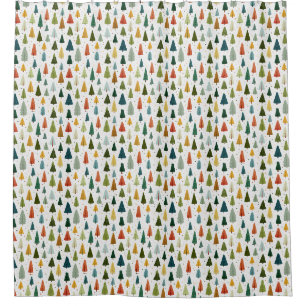 Colorful Scandinavian Style Christmas Tree Pattern Shower Curtain