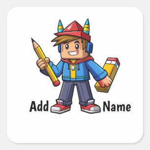Colorful school cartoon square sticker
