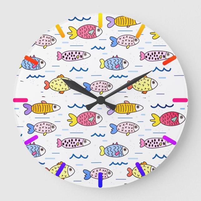 Colorful School of Fish Large Clock (Front)