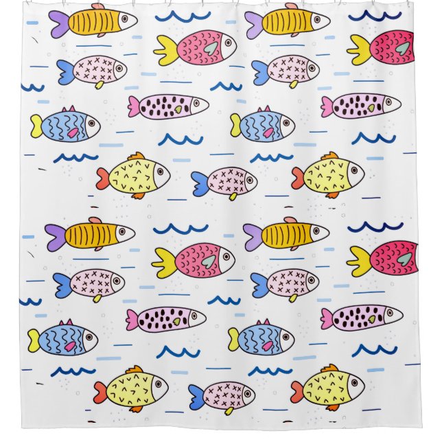 Colorful School of Fish Shower Curtain (Front)