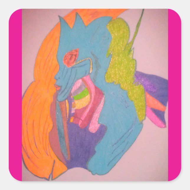  Colorful Sci-fi Fantasy Female Creature  Square Sticker (Front)