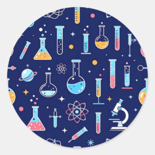 Colorful Science Lab Pattern Modern Chemistry Classic Round Sticker